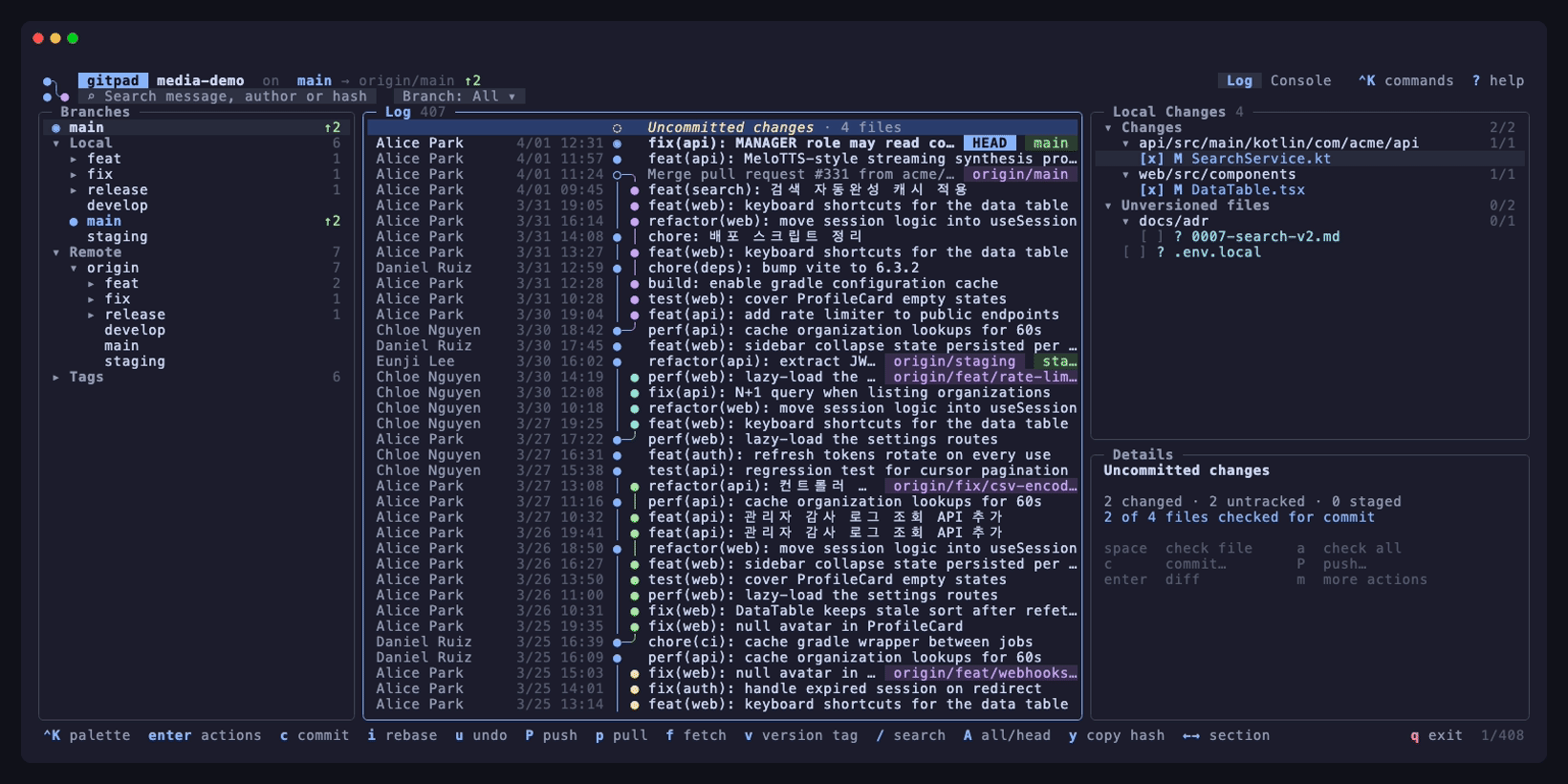 Search & branch picker